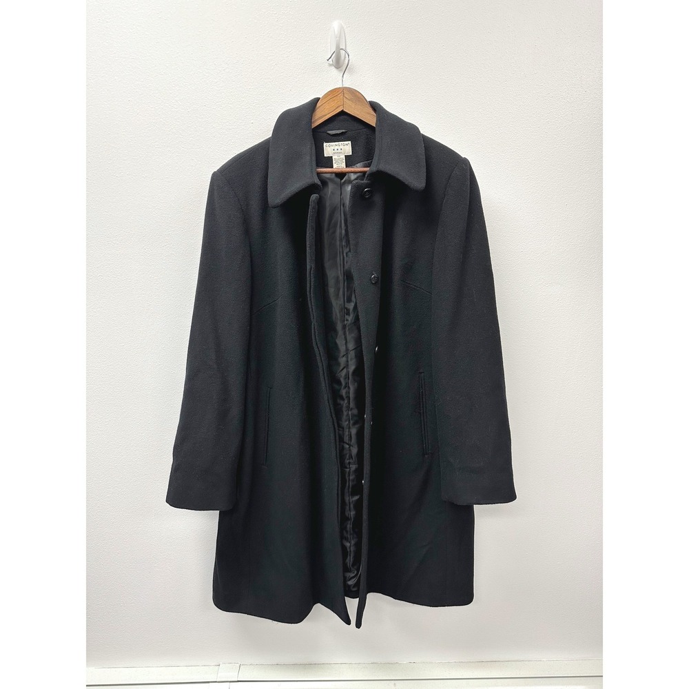 Vintage Womens Covington Hidden Long Wool Overcoat‎ Black 22W